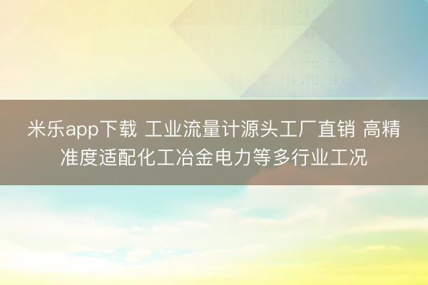 米乐app下载 工业流量计源头工厂直销 高精准度适配化工冶金电力等多行业工况