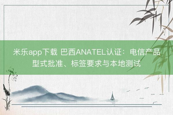 米乐app下载 巴西ANATEL认证:电信产品型式批准、标签要求与本地测试