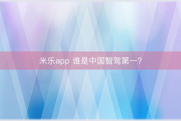 米乐app 谁是中国智驾第一?