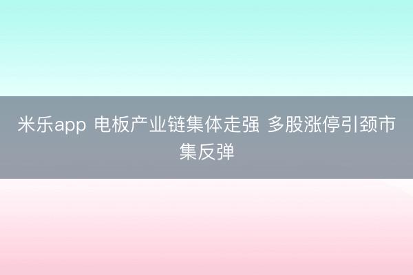 米乐app 电板产业链集体走强 多股涨停引颈市集反弹