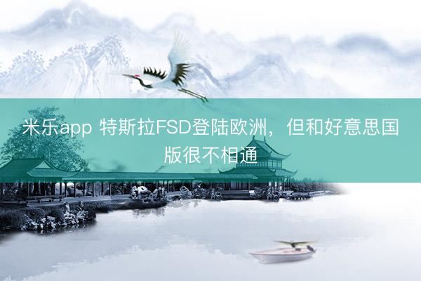 米乐app 特斯拉FSD登陆欧洲，但和好意思国版很不相通