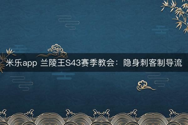 米乐app 兰陵王S43赛季教会：隐身刺客制导流