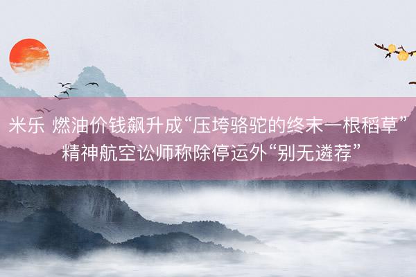 米乐 燃油价钱飙升成“压垮骆驼的终末一根稻草” 精神航空讼师称除停运外“别无遴荐”